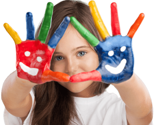 Girl with painted hands